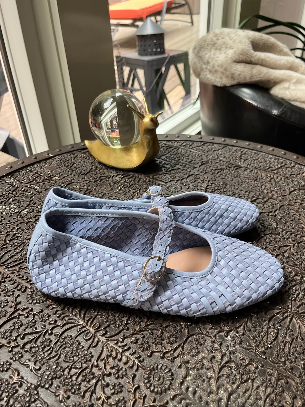 J CREW WOVEN LEATHER AND SUEDE BALLET MARY JANE FLATS WATERCOLOR
BLUE 7 - Picture 5 of 8